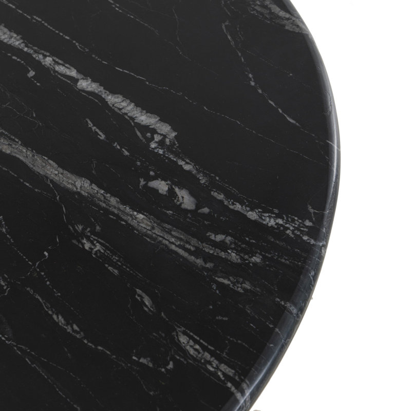 Oranda Oval Marble Dining Table, Black Marble/Black Scalloped Marble