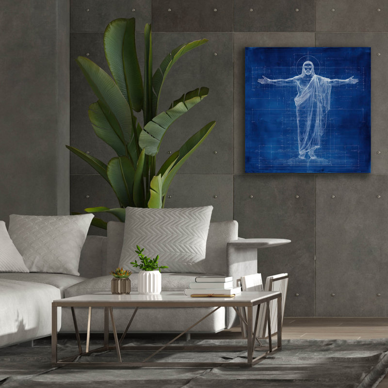  «Jesus Blueprint 2» par Rich Monet, art mural sur toile, 37 po x 37 po, H 37 po x l 37 po
