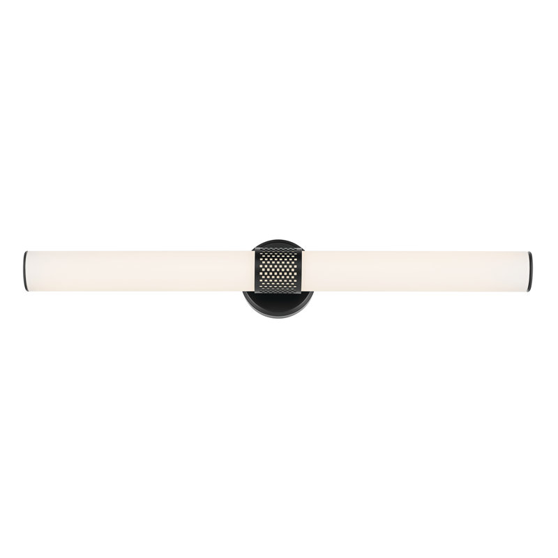 Barre de salle de bain 32 "à DEL avec verre blanc, Noir satiné