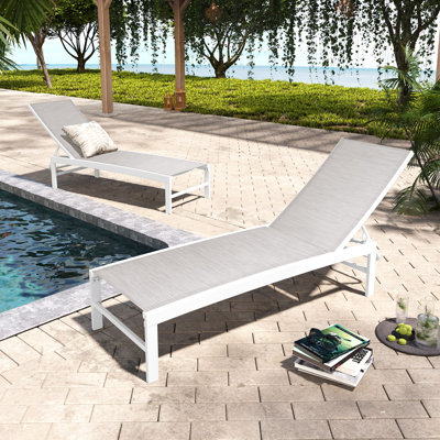 Antrea 75.79" Aluminium Long Reclining Chaise Lounge Set