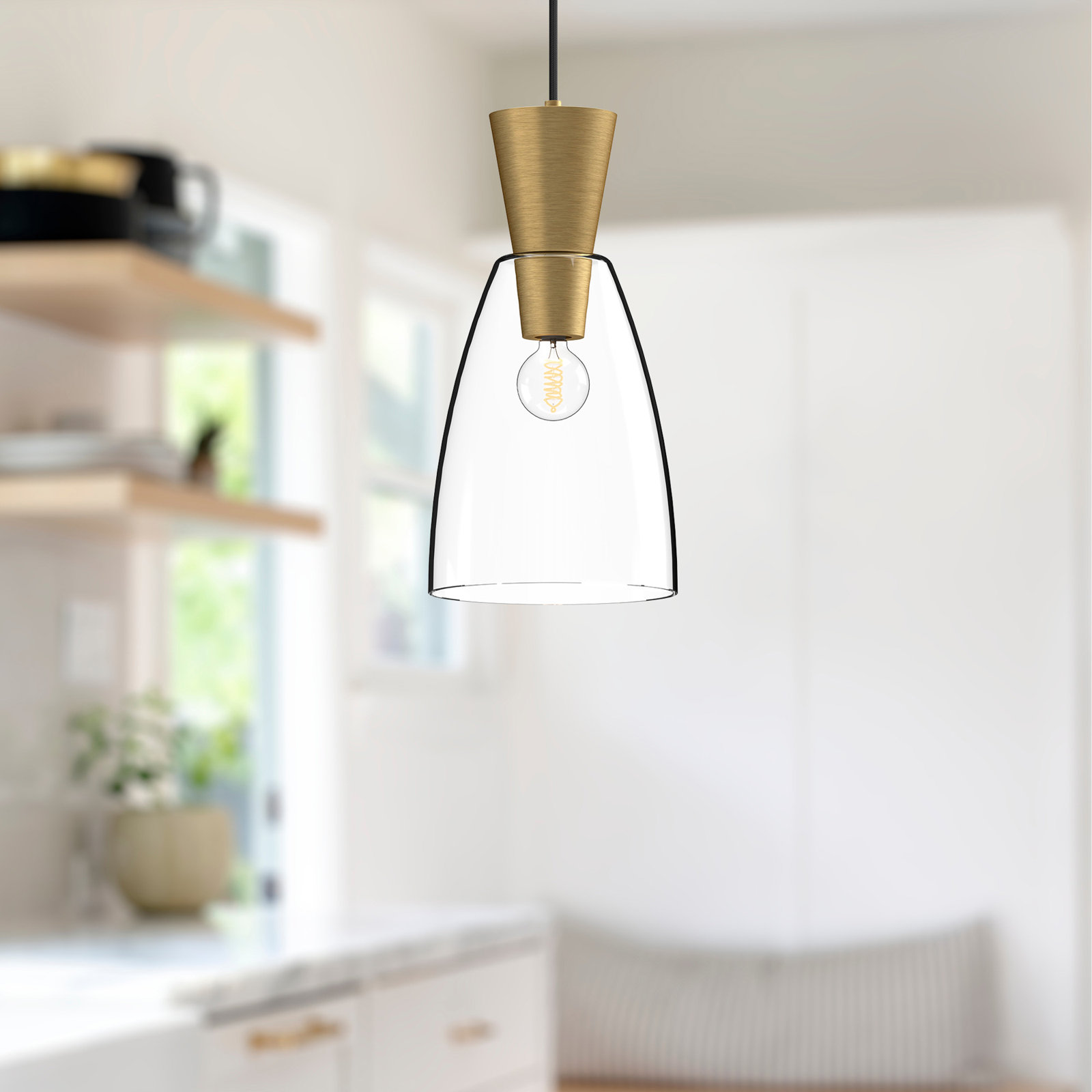 Moxie Single Light Glass Dimmable Pendant, Brushed Gold
