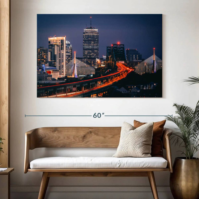 Nicci Boston Nighttime Skyline, 34" H x 51" W
