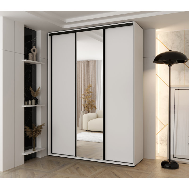 3 Door Manufactured Wood Wardrobe, White, 235" H x 170" W x 60" D