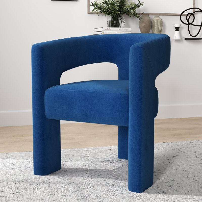 Jauier Velvet Armchair, Navy Velvet