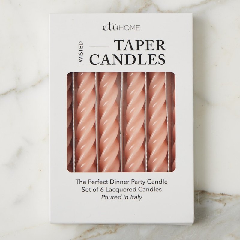 Lacquered Twisted Taper Candles, Blush