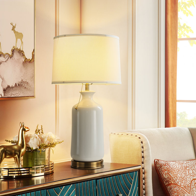 Aalayna Ceramic Table Lamp with Brass Base,Single Table Lamp For Living Room/bedroom