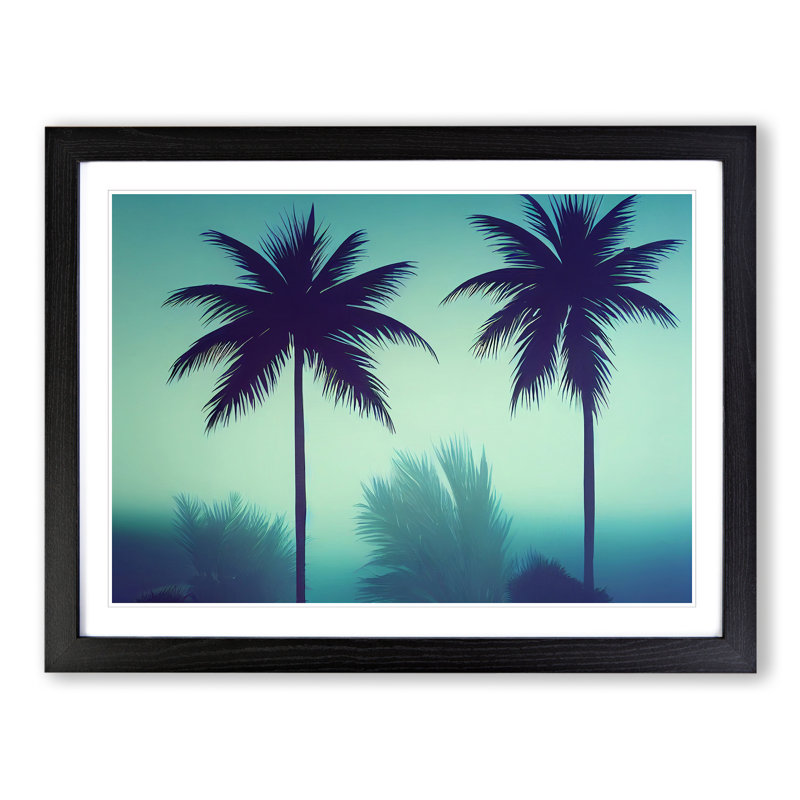 Head Turning Palm Trees - Single Picture Frame Print, 46cm H x 64cm W x 2cm D, Black