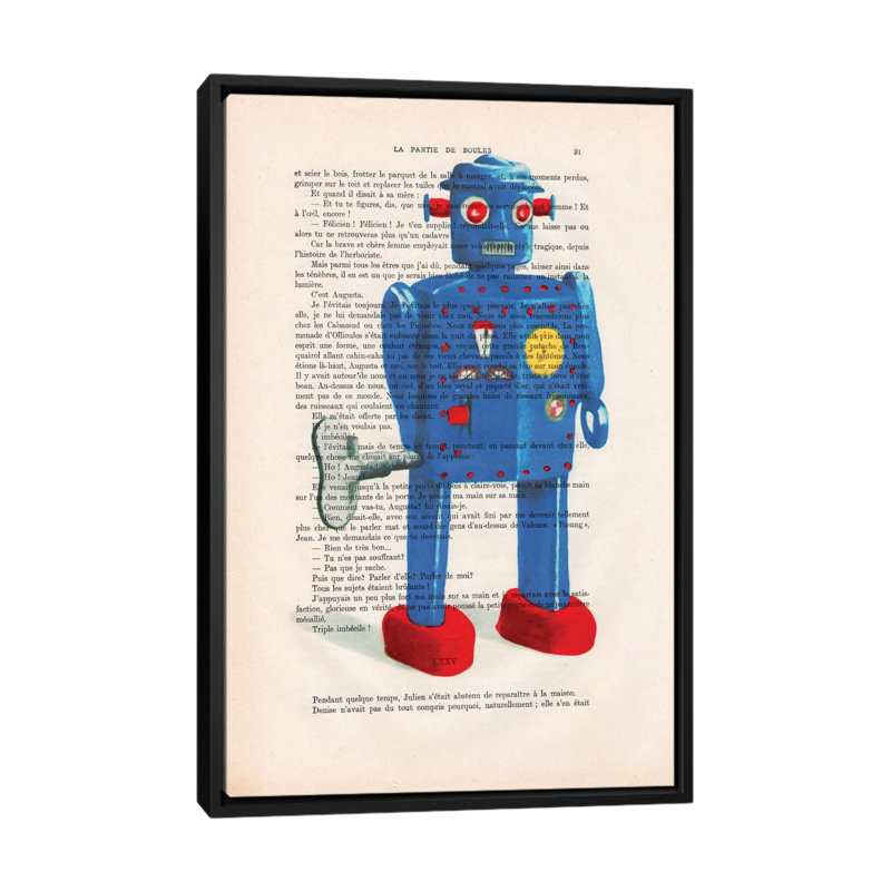 «Vintage Paper Series: Robot II», impression sur toile tendue, H 26 po x l 18 po x P 1,5 po, Pas de tapis