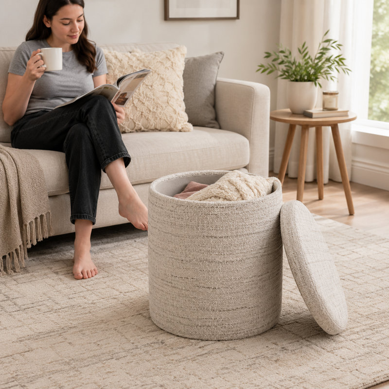 Claunch 40cm Wide No Pattern Footstool Ottoman