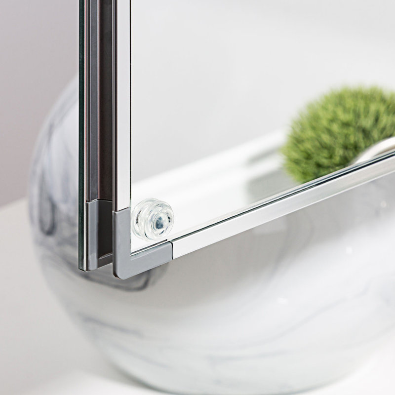 Cinya Accent Cabinet, Medicine Cabinet with Mirror Surface, Bathroom Cabinet With Shelves, Silver