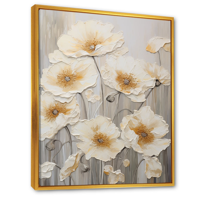 Buttercups Fields On Gray III sur toile, H 44 po x l 34 po x P 1,5 po, Cadre flottant doré