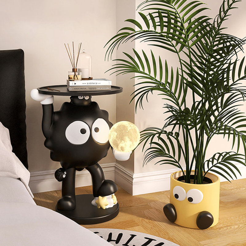 Creative Resin Coal Shaped Decor With Tray & Led Light