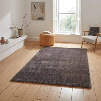 Lux Shaggy area rug Machine Woven Charcoal
