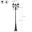 Lampadaire d'extérieur 3 lumières 94 po en noir mat avec crépuscule à l'aube