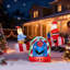 Balançoire à bascule motorisée 4,7 pi avec décoration de Noël père Noël et renne