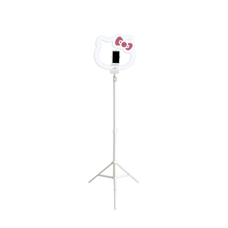 Anneau lumineux Musette Hello Kitty 18 po avec trépied, 12 modes RVB et 5 couleurs arc-en-ciel, 2 supports pour téléphone
