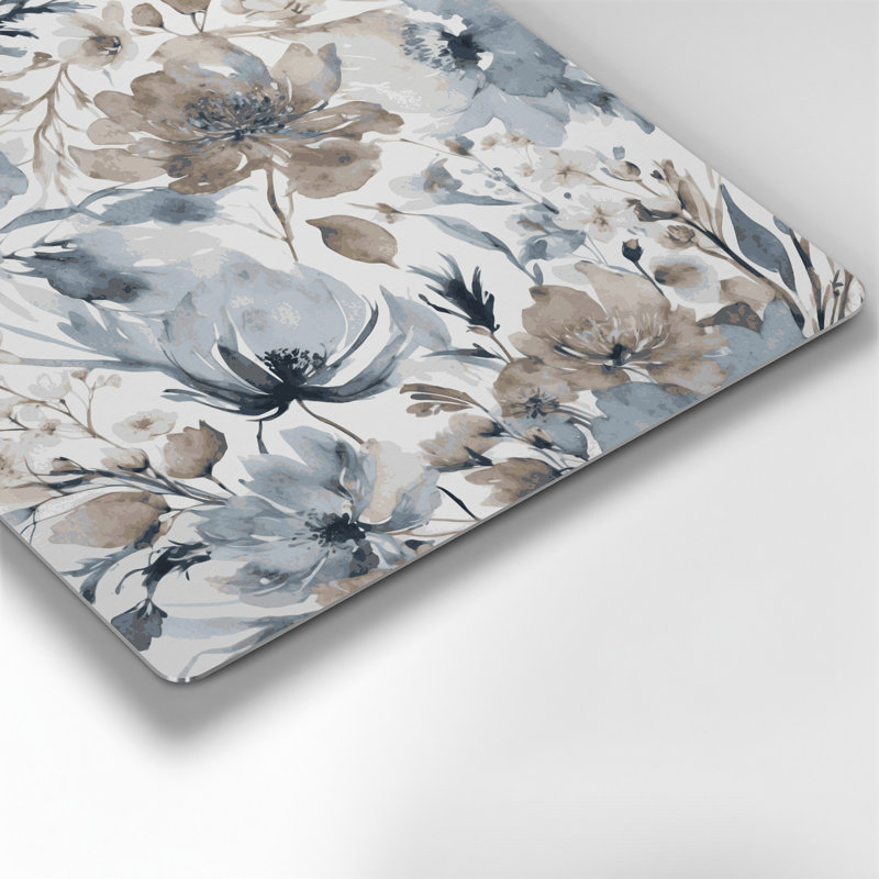 Aquarelle florale 97, art mural en métal beige, H 16 po x l 16 po