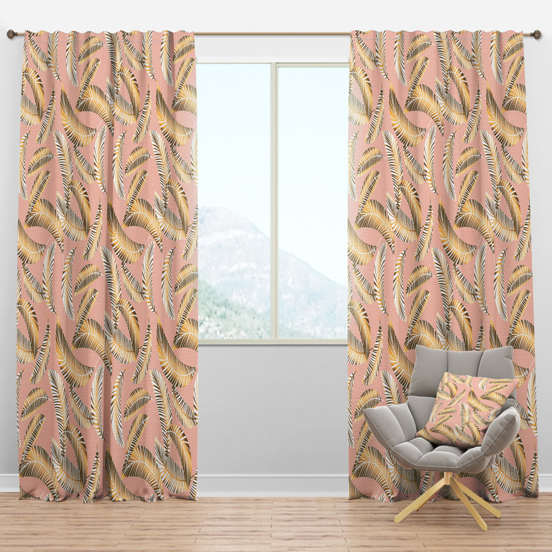 Panneau de rideau simple semi-diaphane avec passe-tringle Mid-Century, Or, l 52 po x L 63 po