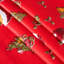 Nappe de Noël rectangulaire en vinyle avec envers en flanelle, imperméable, 132 x 229 cm, motif Père Noël, sapins et cloches, rouge.