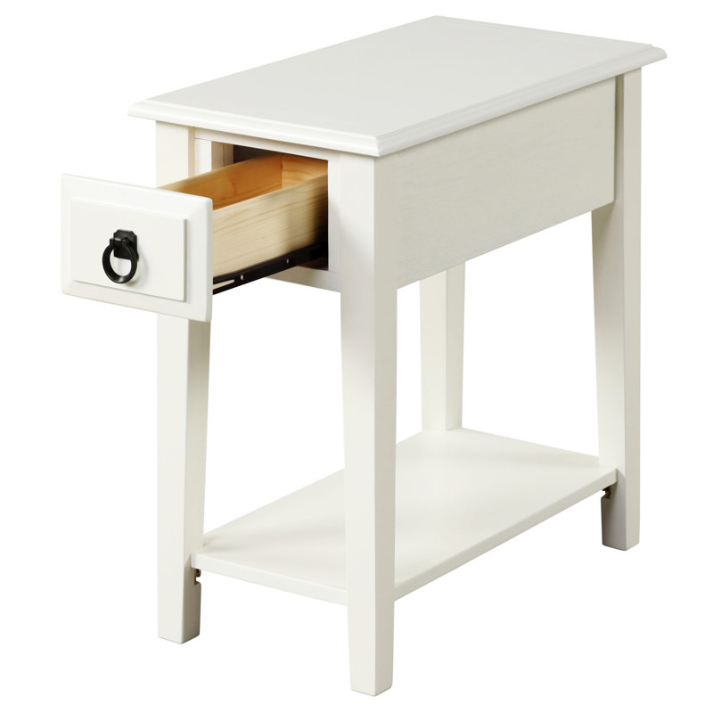 White 1-Drawer Accent Table With Shelf