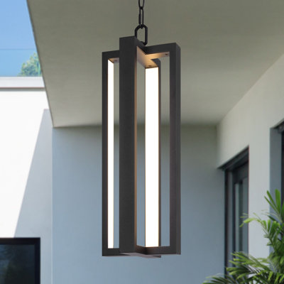 20”H Black 4-Light LED Outdoor Hanging Lantern