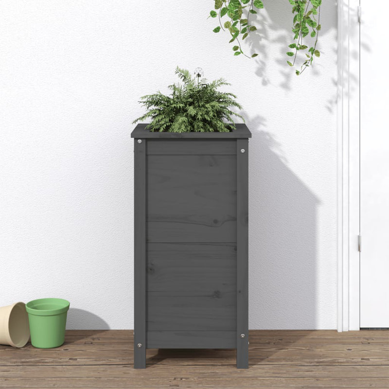Bojana Wood Pot Planter, 78cm H x 40cm W x 40cm D, Pine, Grey