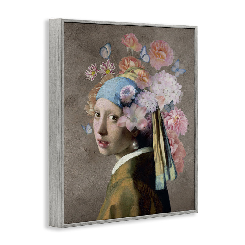 Portrait classique avec fleurs, estampe numérique par Reinders, H 14 po x l 11 po, Estampe numérique Farmhouse