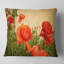 Designart 'Colourful Red Poppy Flower Field' Flower Throw Pillow-29892887-29896369