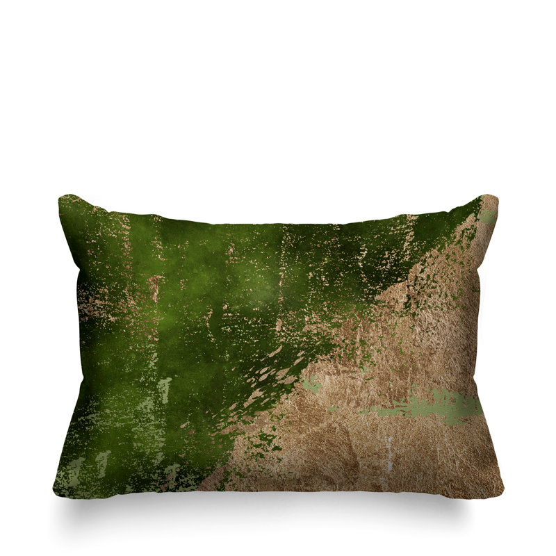 Coussin lombaire abstrait intérieur / extérieur, Chertreuse / or
