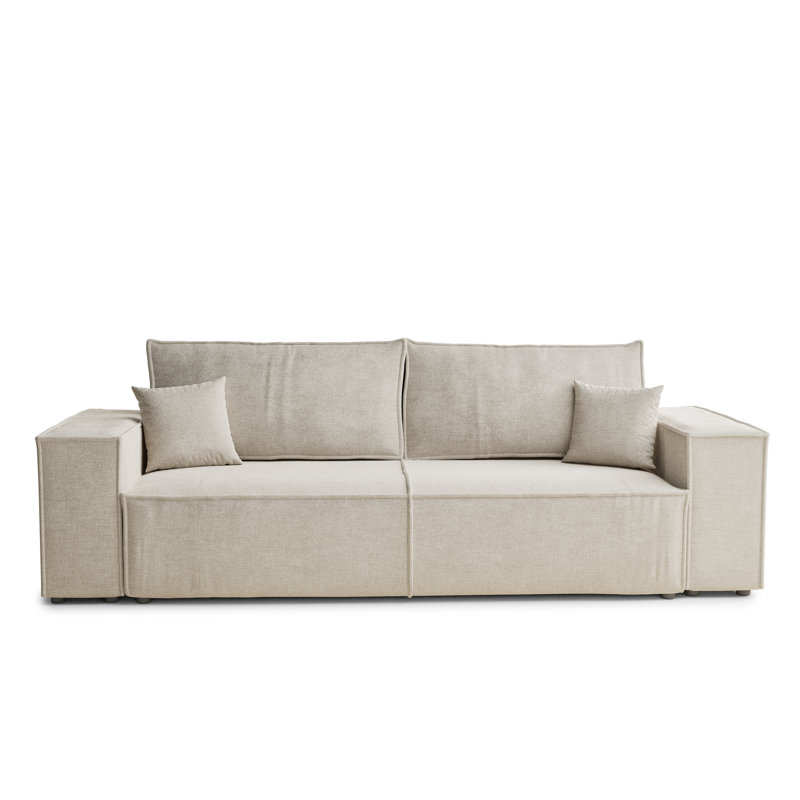3 Seater Reclining Sofa, Cream Polyester/Chenille