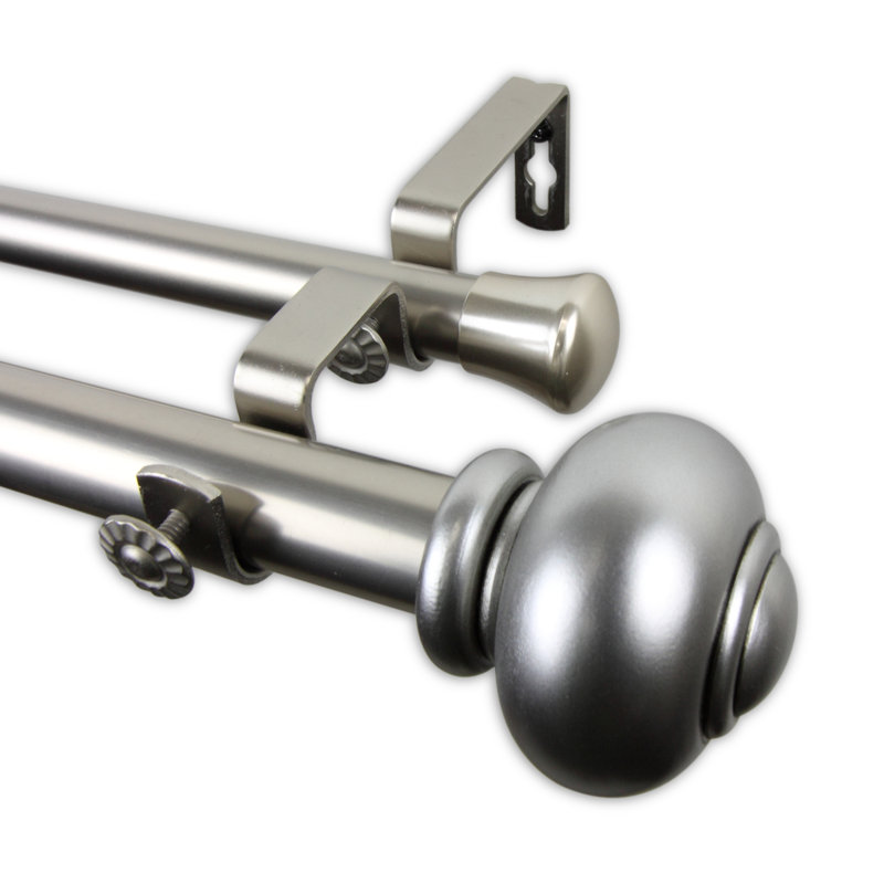 Tringle à rideaux double Lecuyer, 28 po à 48 po, Nickel satiné