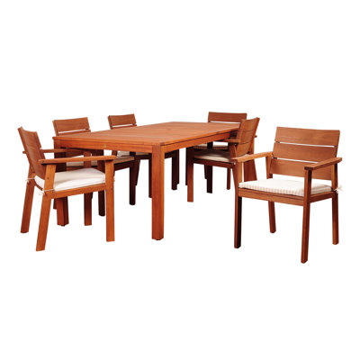 Garima 6 - Person Wood Patio Dining Set with Rectangular Table