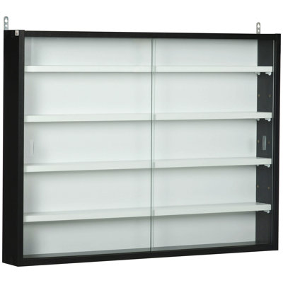 Johnrichard 5-Tier Display Cabinet, Glass Display Case with 2 Doors and Adjustable Shelves