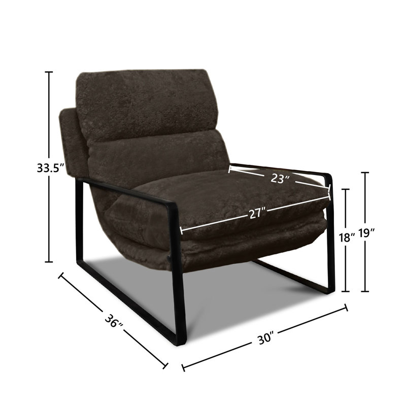 McQueen Armchair, Stainless Steel, Dark Brown Wool