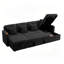 Très grand canapé-lit modulaire en U 107 po avec lit escamotable et chaises de rangement doubles, 107 po, noir-393066675