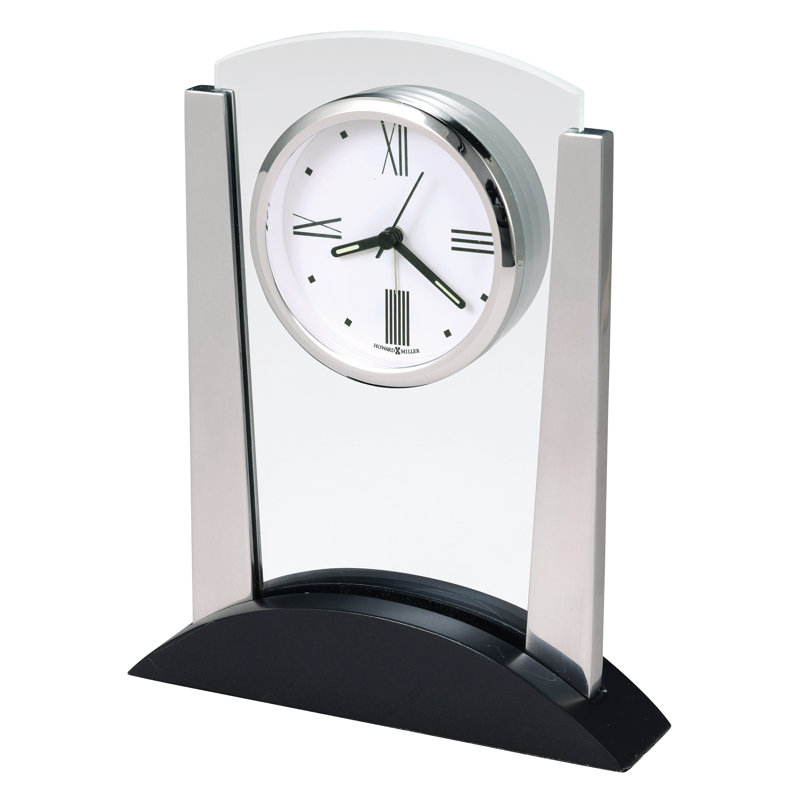 Roman Numeral Crystal Quartz Movement / Crystal Tabletop Clock with Alarm in Brushed Nickel