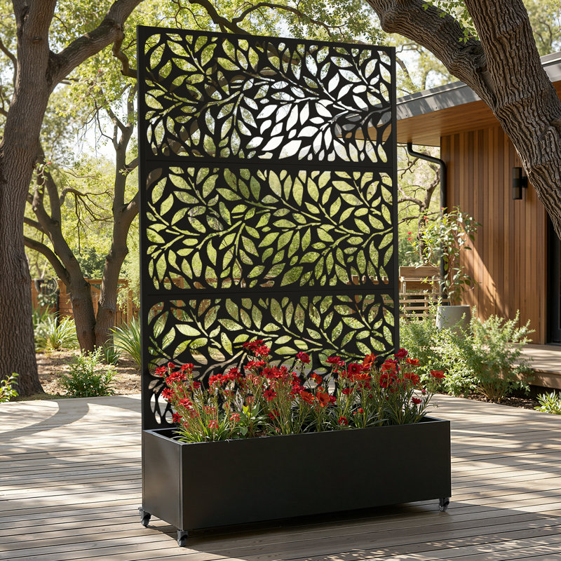 Raised Garden Bed with Trellis on Wheels – Versatile Metal Planter Box with Trellis, Multi-Style Planter Boxes with Trellis Privacy Screen for Patio and Garden
