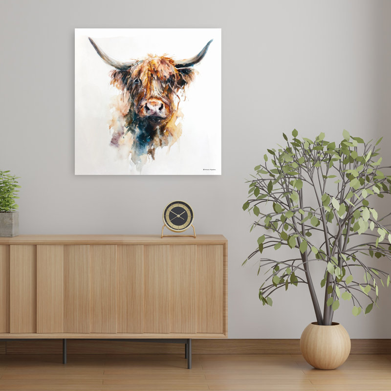 Vache avec une frange, art contemporain abstrait, 32" H x 32" W