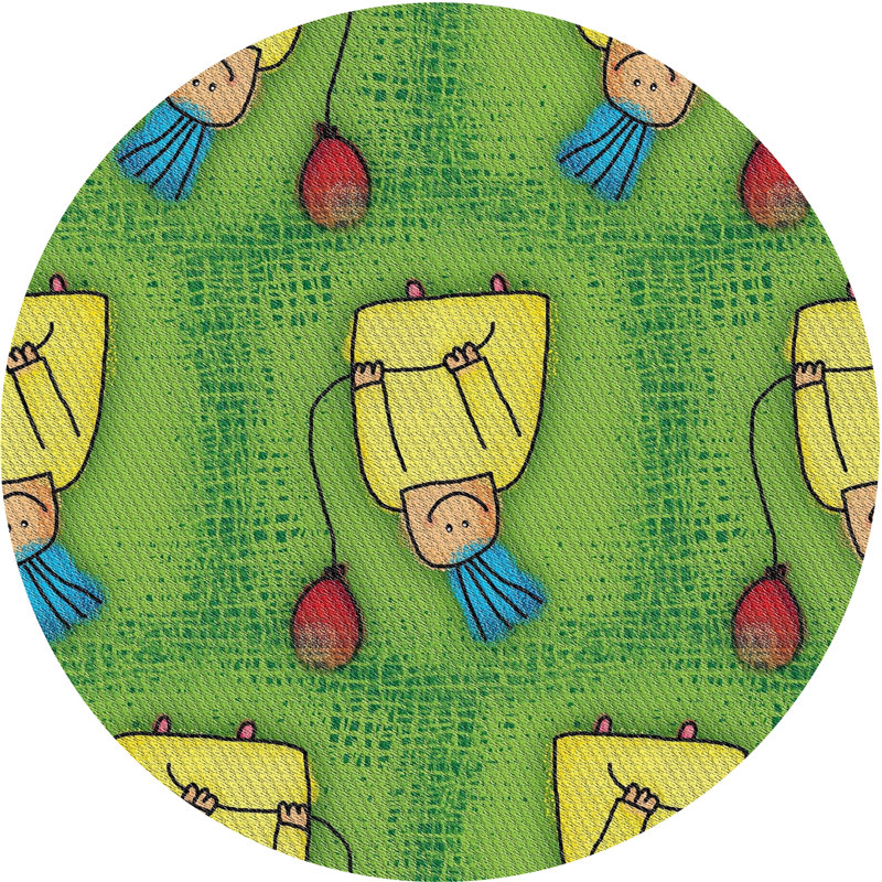 Tapis décoratif vert Pietrzak, Rond 6 pi