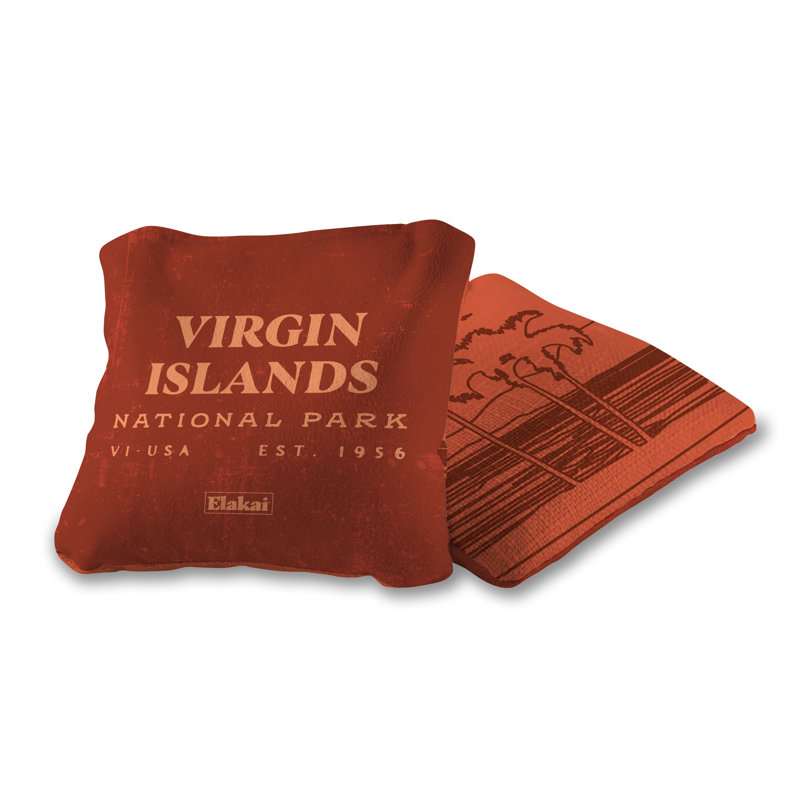 Virgin Islands National Park Durasuede + Turbo Polyglide Pilot Versacraft Cornhole Bags, 4" H x 4" W x 0.5" D, Red