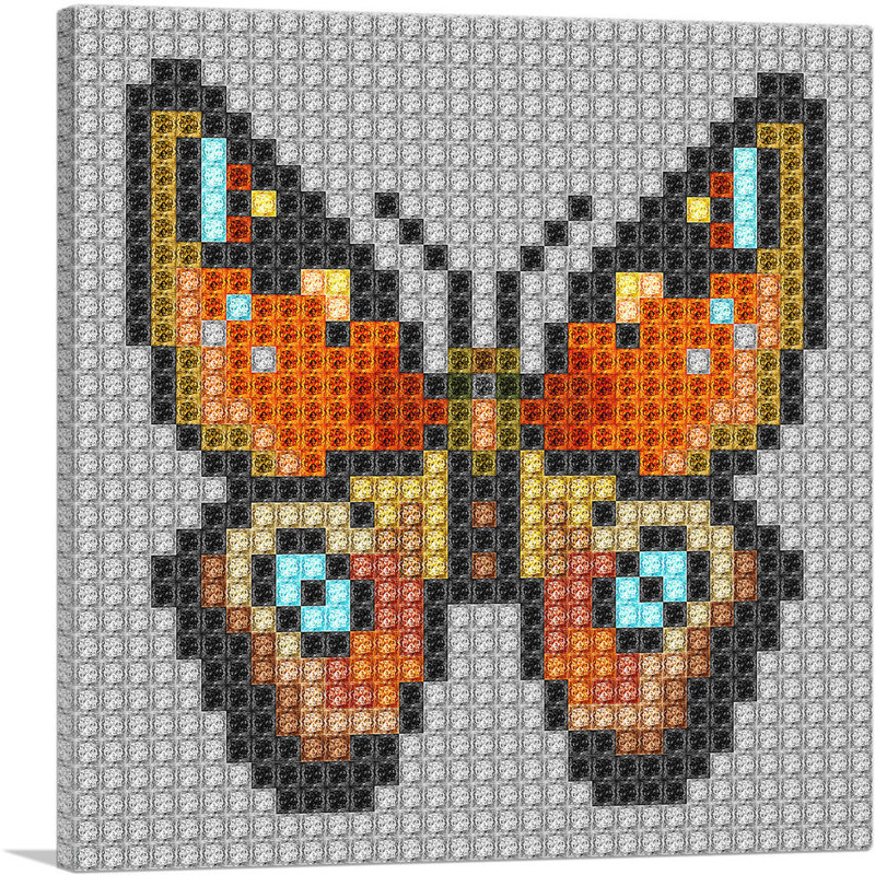 «Brown Butterfly Wings Jewel Pixel», impression sur toile tendue, H 18 po x l 18 po x P 0,75 po