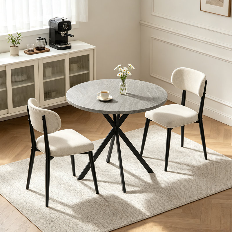 Ensemble de table de salle à manger 31,6 po pour 2, 3 pièces, ensemble de table de cuisine moderne avec 2 chaises rembourrées, petit coin repas pour la salle à manger