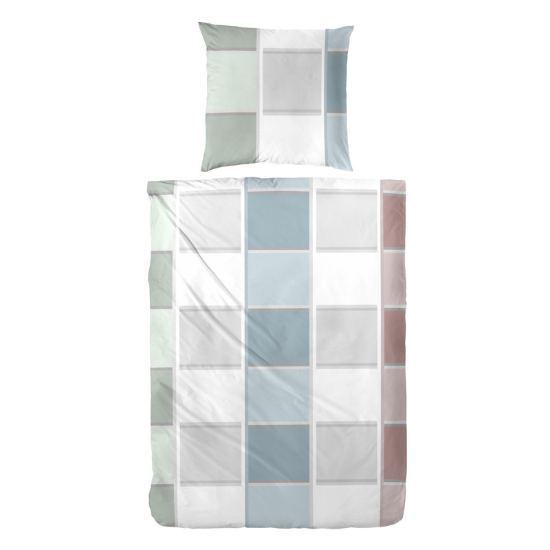 Raygina Cotton Plaid Duvet Cover Set with Pillow Shams Included, 135cm W x 200 cm D