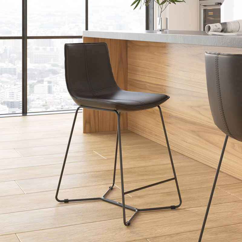 Dorine Stool, Tobacco Faux Leather, Counter Stool (23.5” Seat Height)