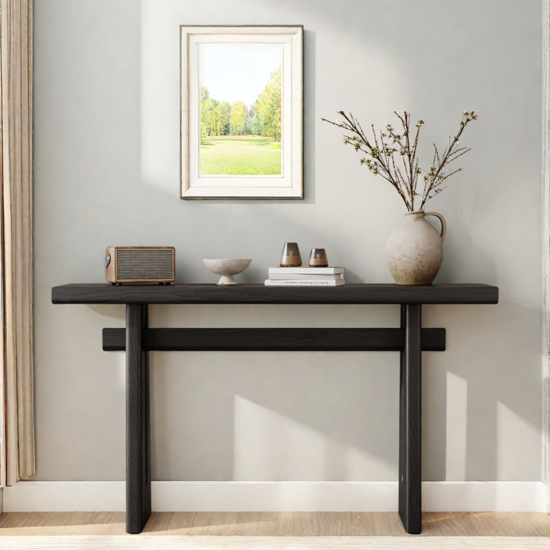 Elegant Console Table With Geometric Silhouette, Black
