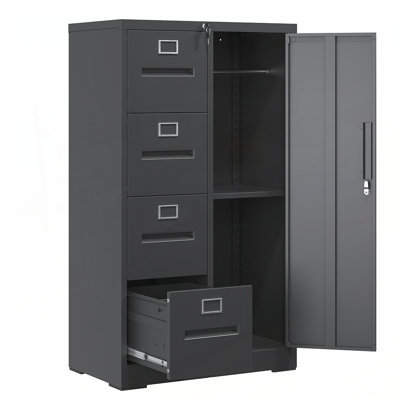 Classeur en métal durable avec serrure, 4 tiroirs et 1 porte pour le bureau et la maison