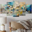 «Retro Southern Sunset Abstract Expressionism III - Abstract Collages», reproduction d'art sur toile - 5 panneaux