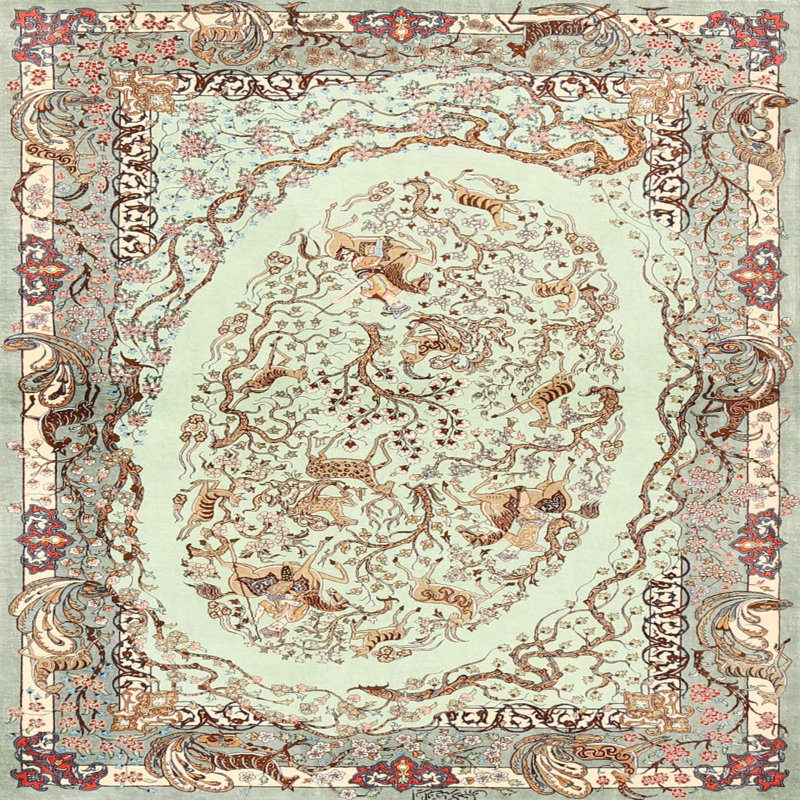 Tapis oriental rouge / beige, Rond 8 pi