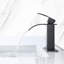 Robinet de salle de bain noir mat à cascade, poignée simple, robinet de construction en acier inoxydable avec