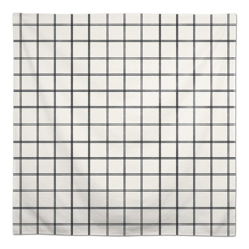 Gray On Cream Grid Tablecloth